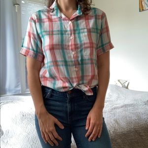 Plaid Button Blouse